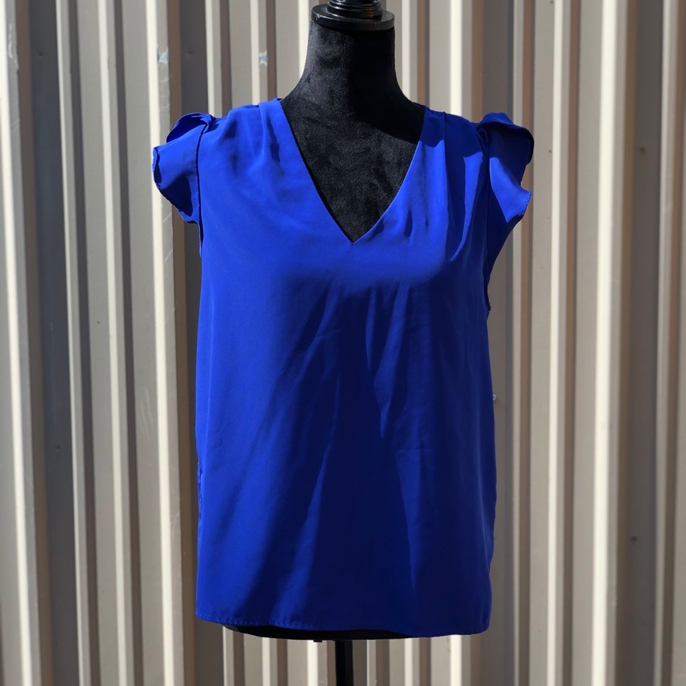 Royal blue v-neck blouse